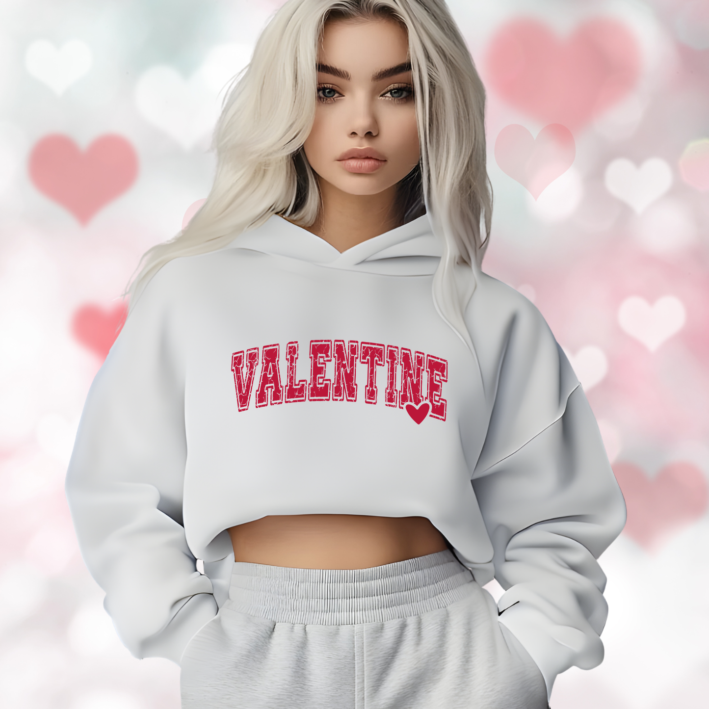 Varsity Valentine Crop Hoodie