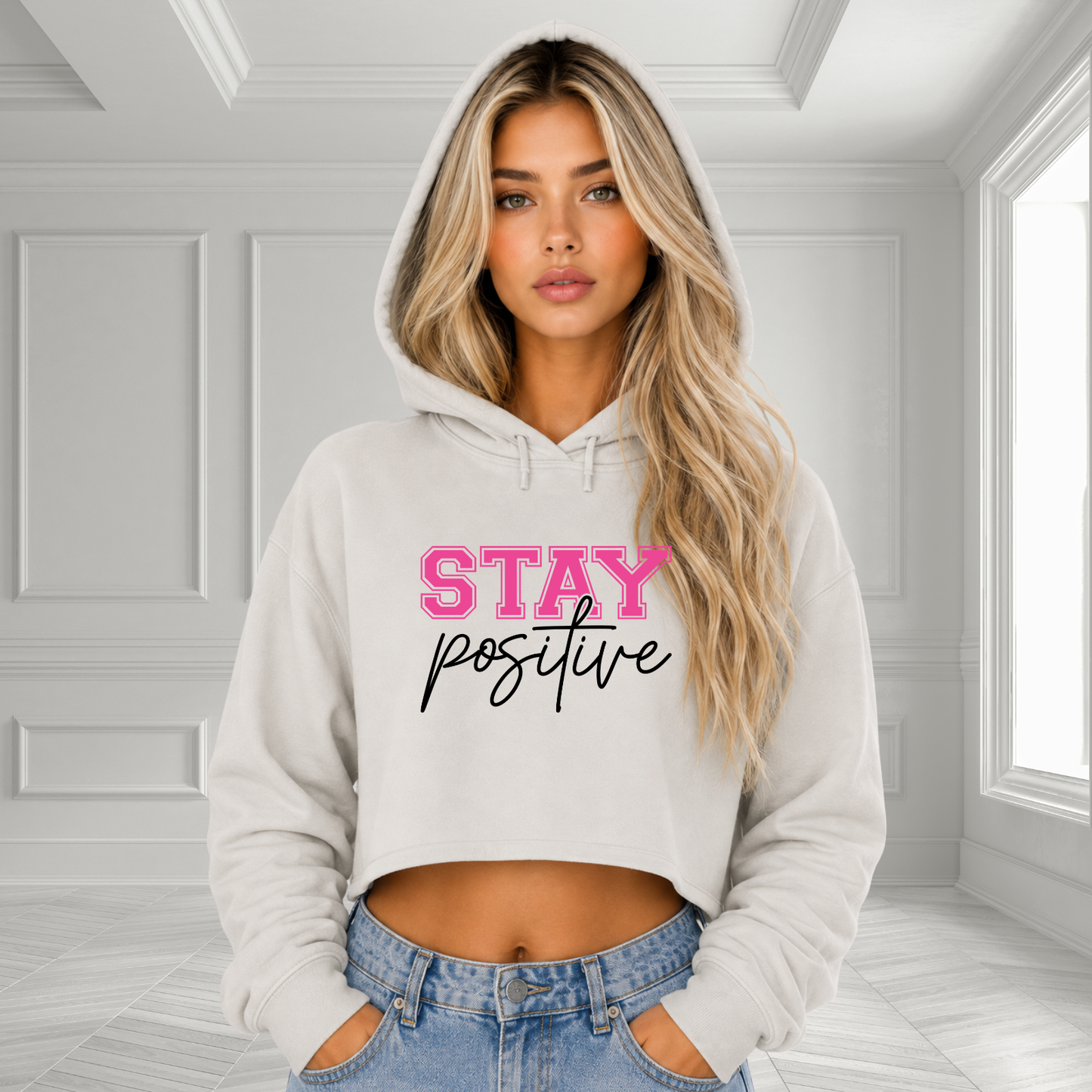 Stay Positive Crop Hoodie