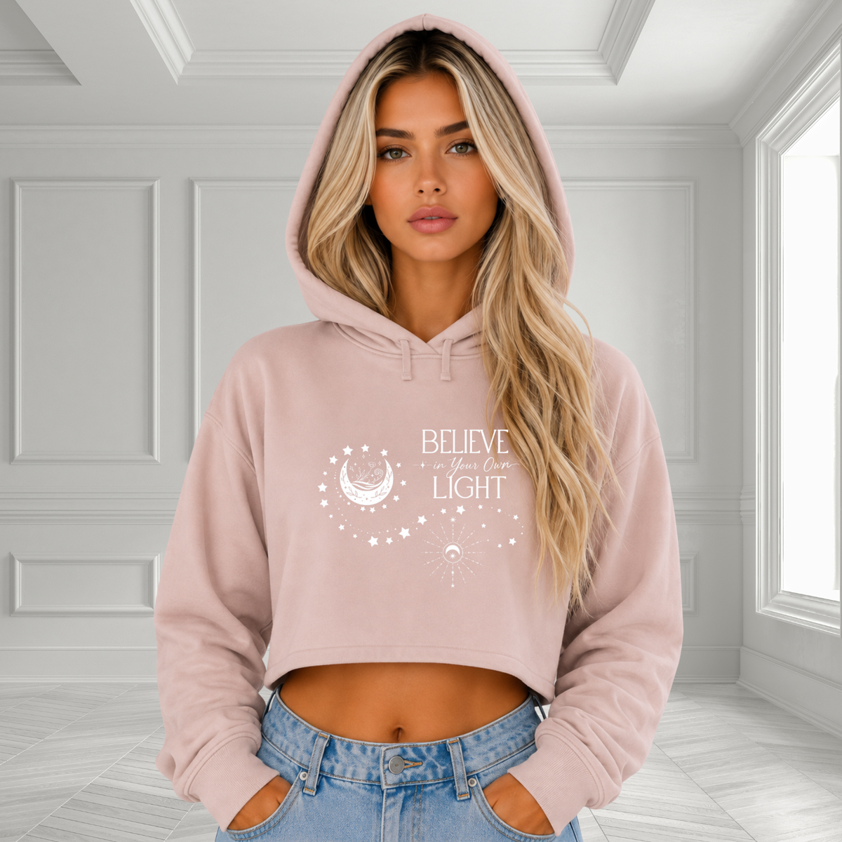 Believe In Your Own Light Crop Hoodie