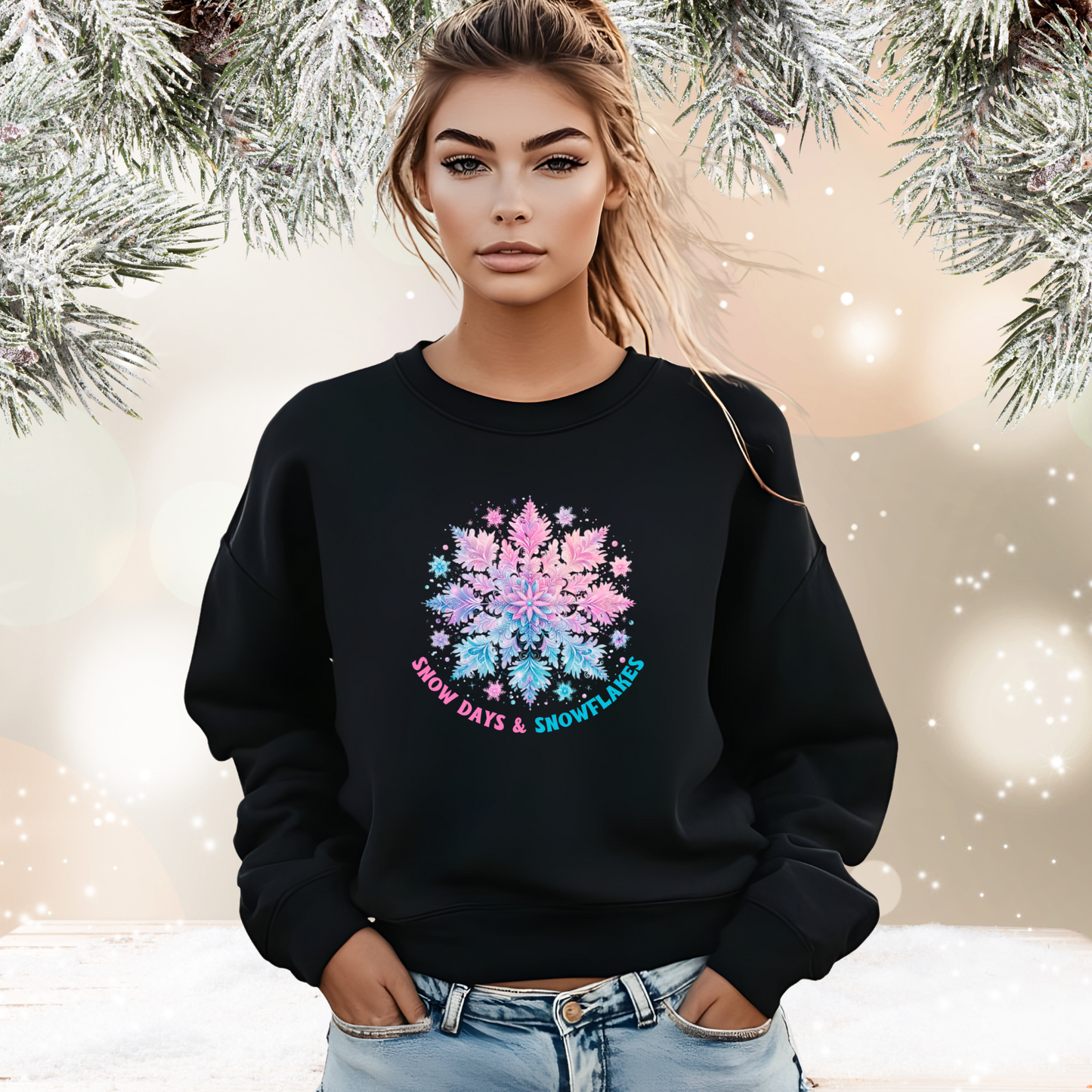 Snow Days & Snowflakes Crewneck Sweatshirt