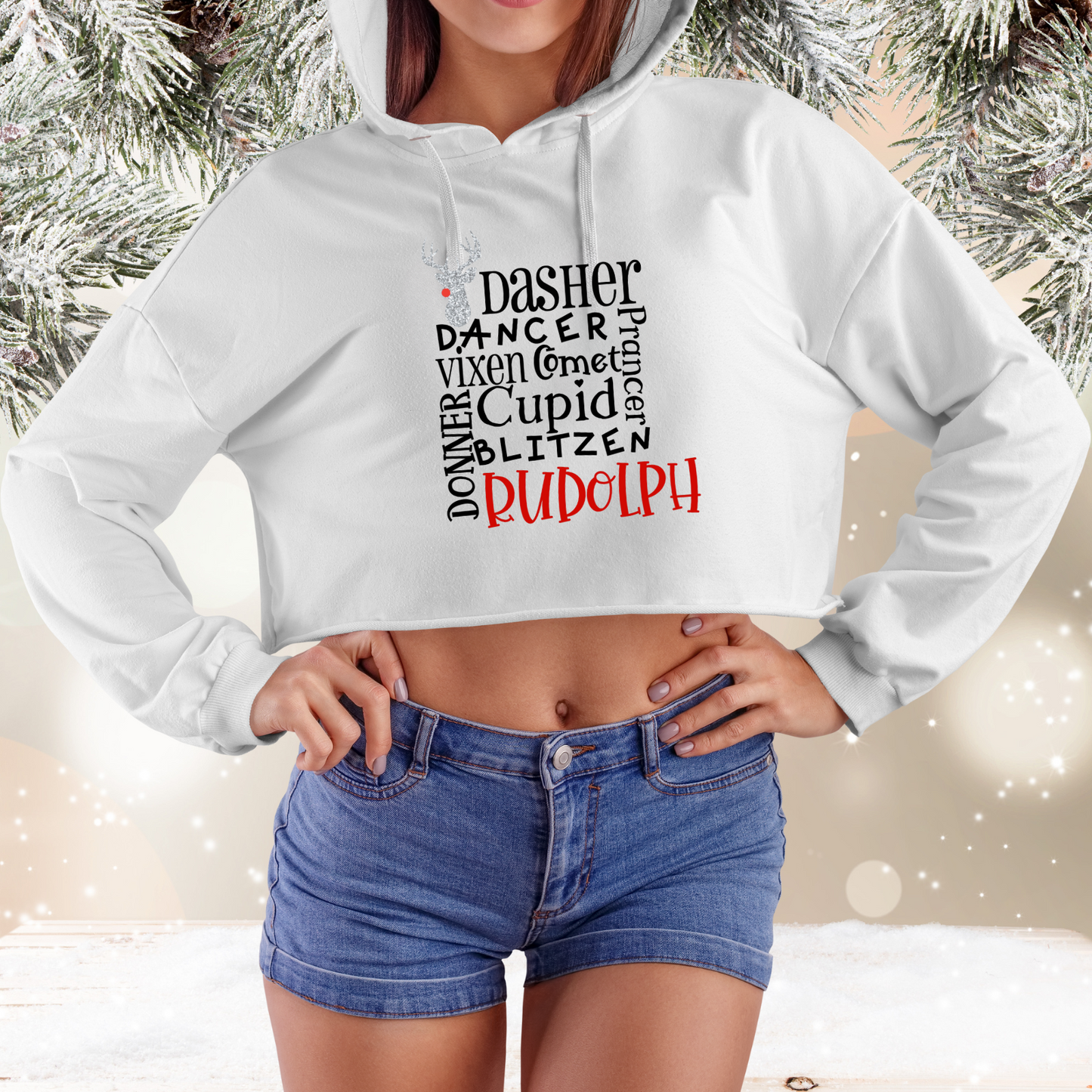 Rudolph Crop Hoodie