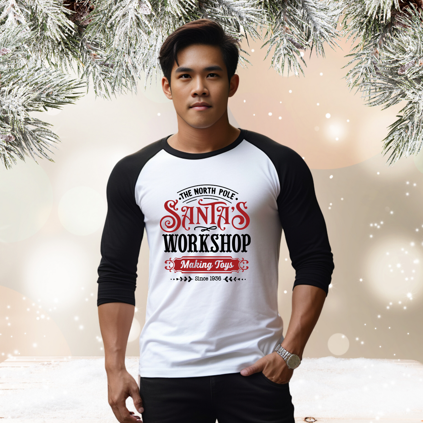 Santa’s Workshop Baseball Tee