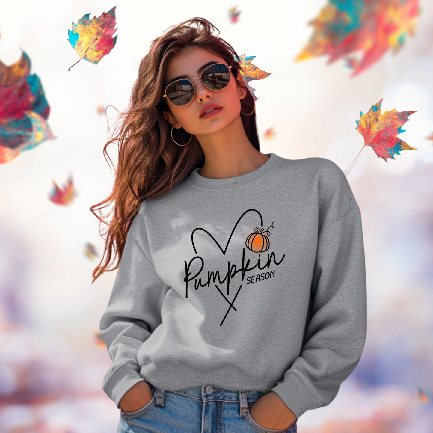 Pumpkin Season Heart Crewneck Sweatshirt