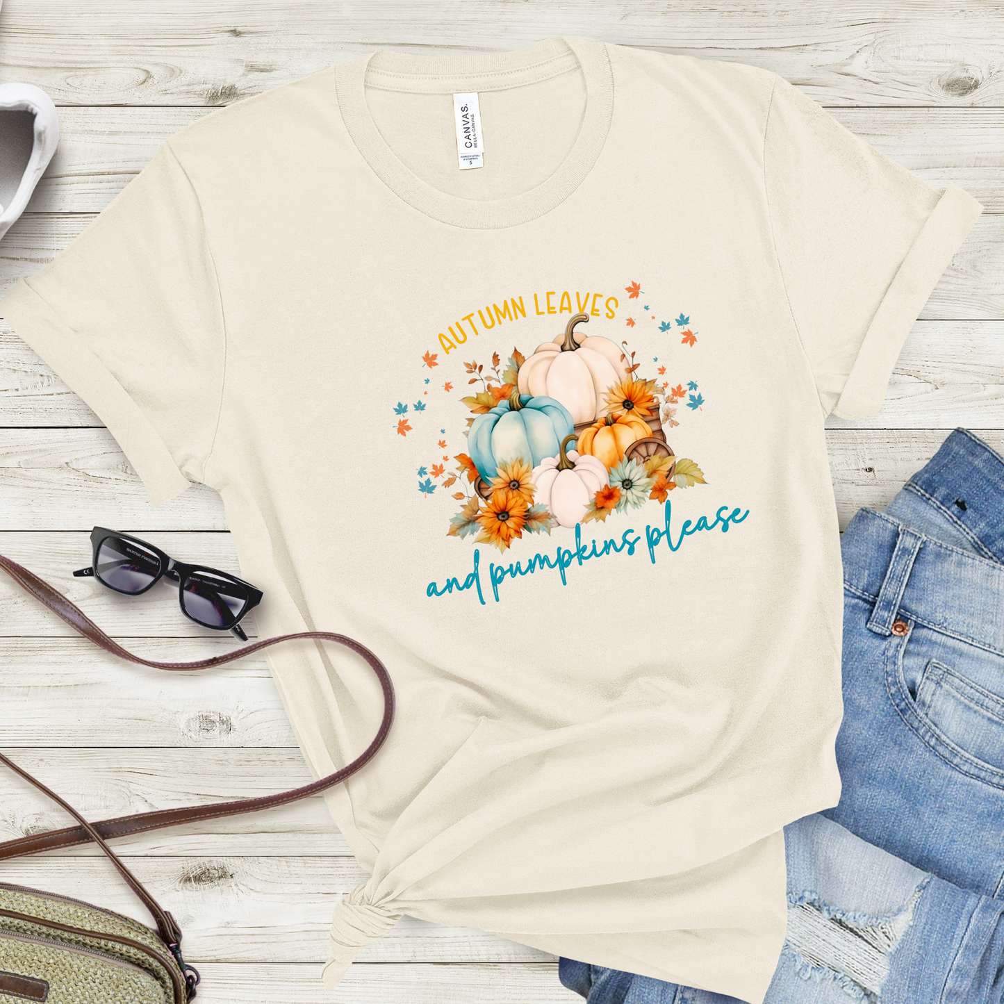 Autumn Leaves & Pumpkins Please T-Shirt