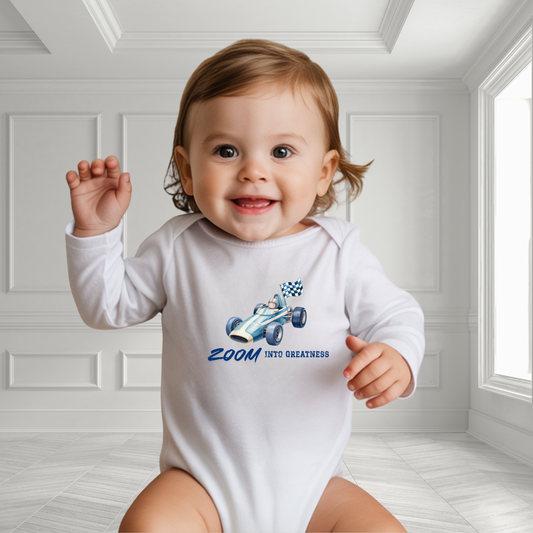 Zoom Into Greatness Infant Long Sleeve Onesie