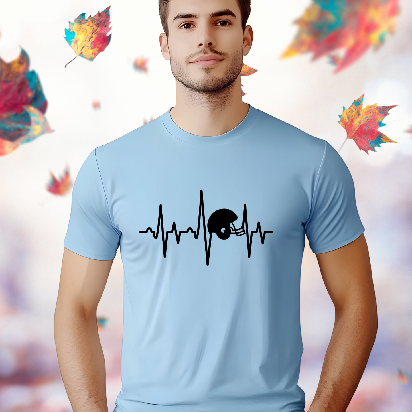 Football Helmet Heartbeat T-Shirt