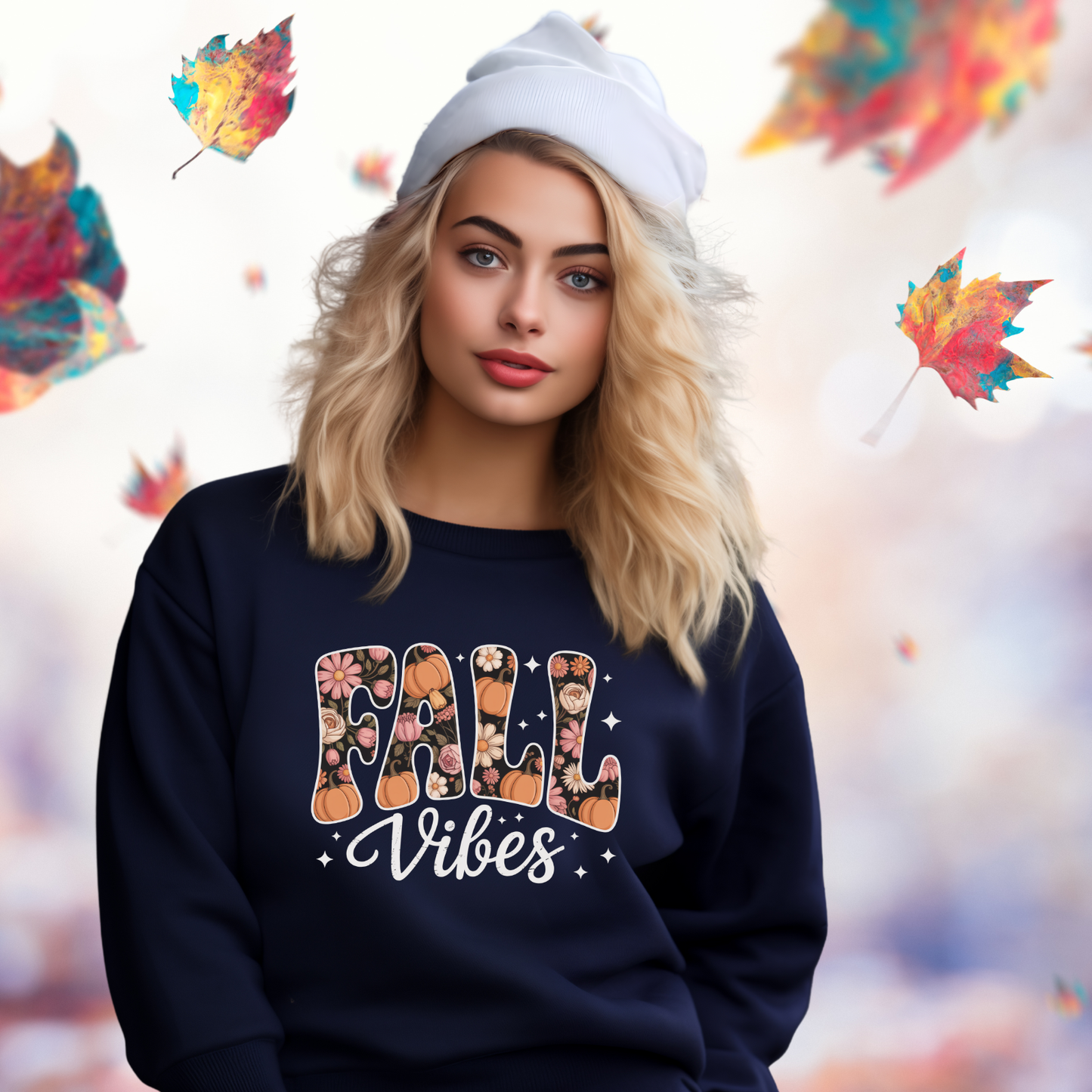 Fall Vibes Floral Crewneck Sweatshirt
