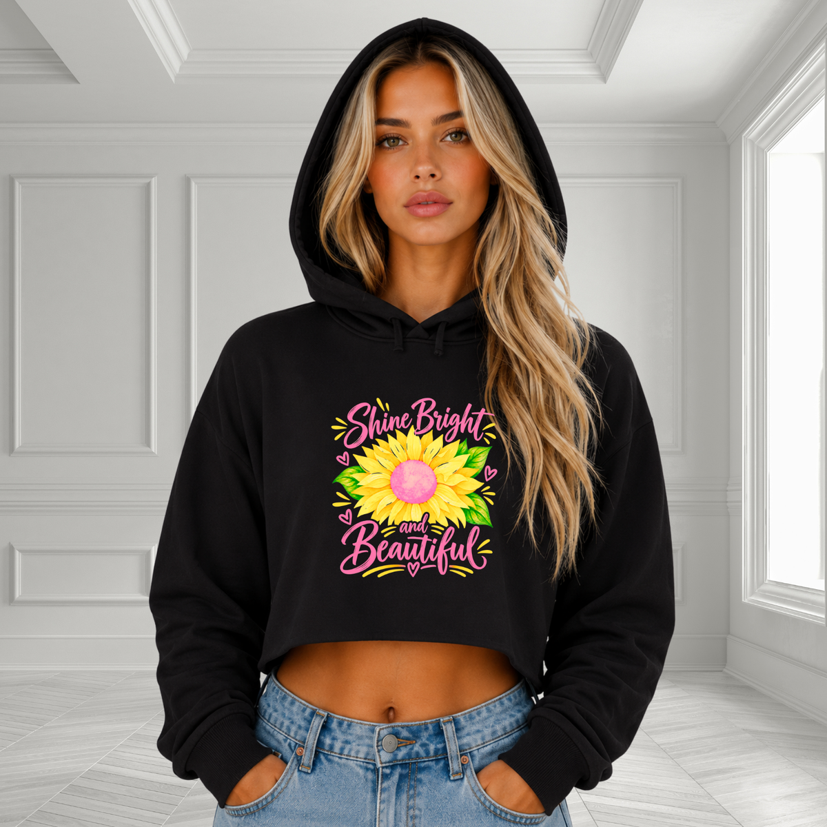 Shine Bright And Beautiful Crop Hoodie