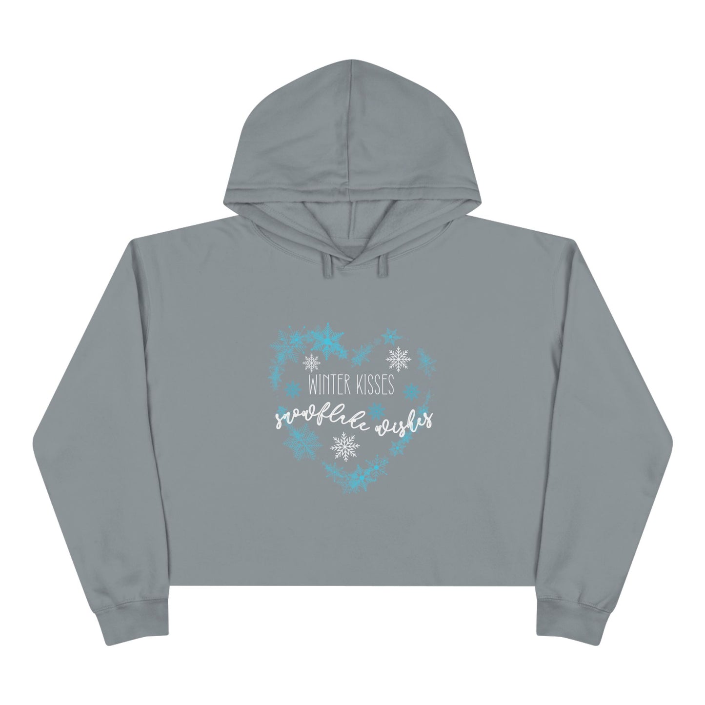 Winter Kisses, Snowflake Wishes Crop Hoodie