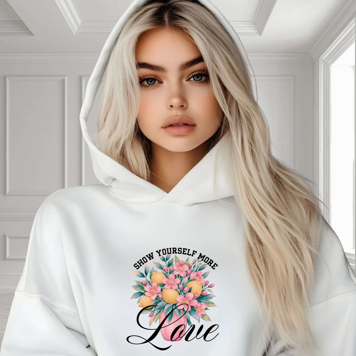 Show Yourself More Love Crop Hoodie