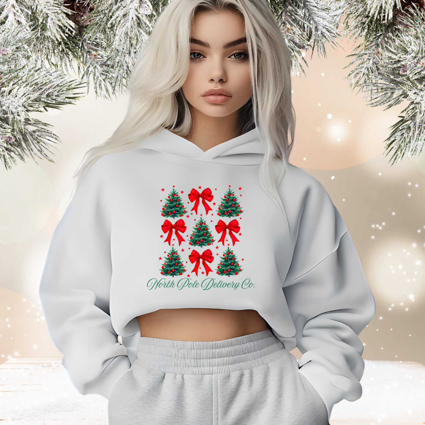 North Pole Delivery Co. Crop Hoodie