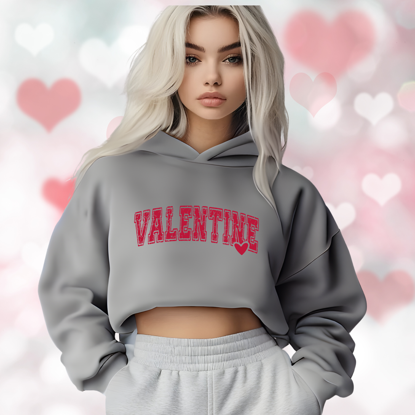 Varsity Valentine Crop Hoodie
