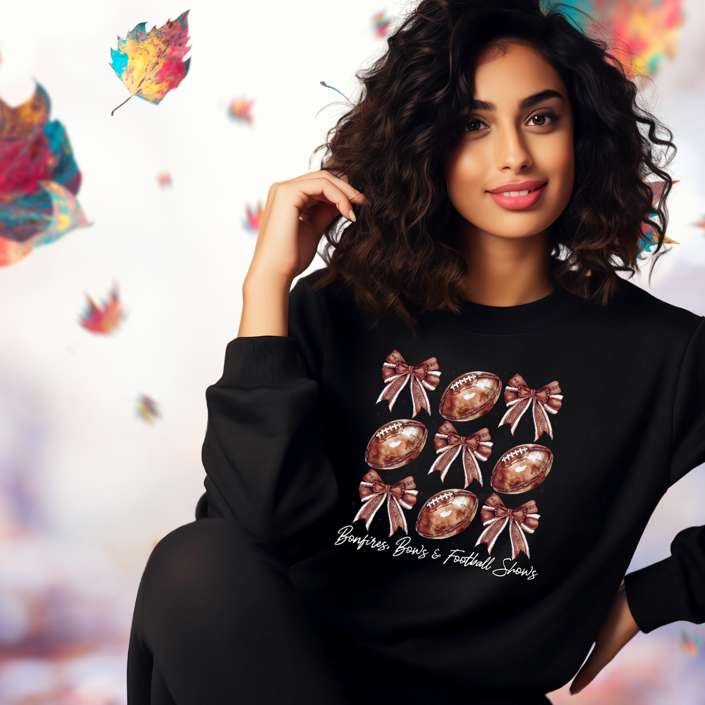 Bonfires, Bows, & Football Shows Crewneck Sweatshirt