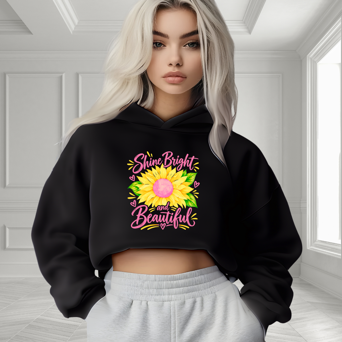 Shine Bright And Beautiful Crop Hoodie