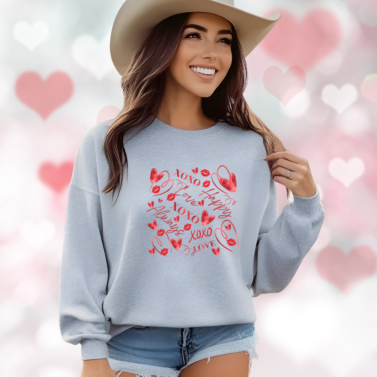 Valentine Word Art Crewneck Sweatshirt