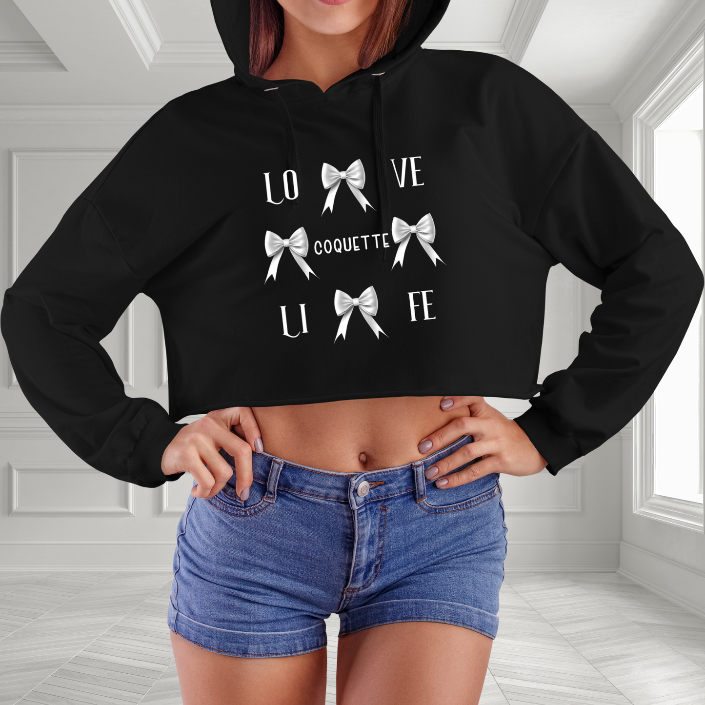 Love Coquette Life Crop Hoodie