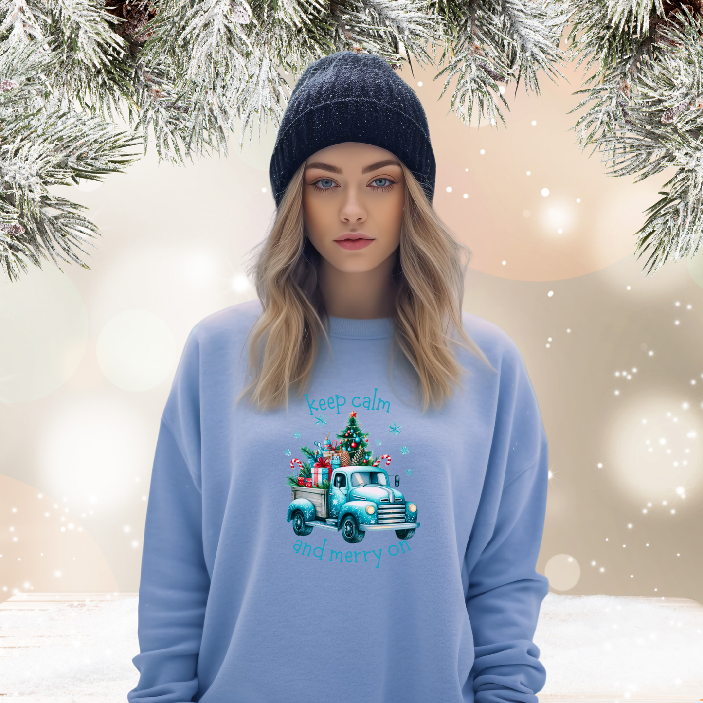 Keep Calm And Merry On Crewneck Sweatshirt
