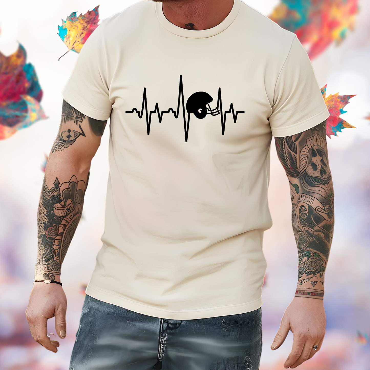 Football Helmet Heartbeat T-Shirt