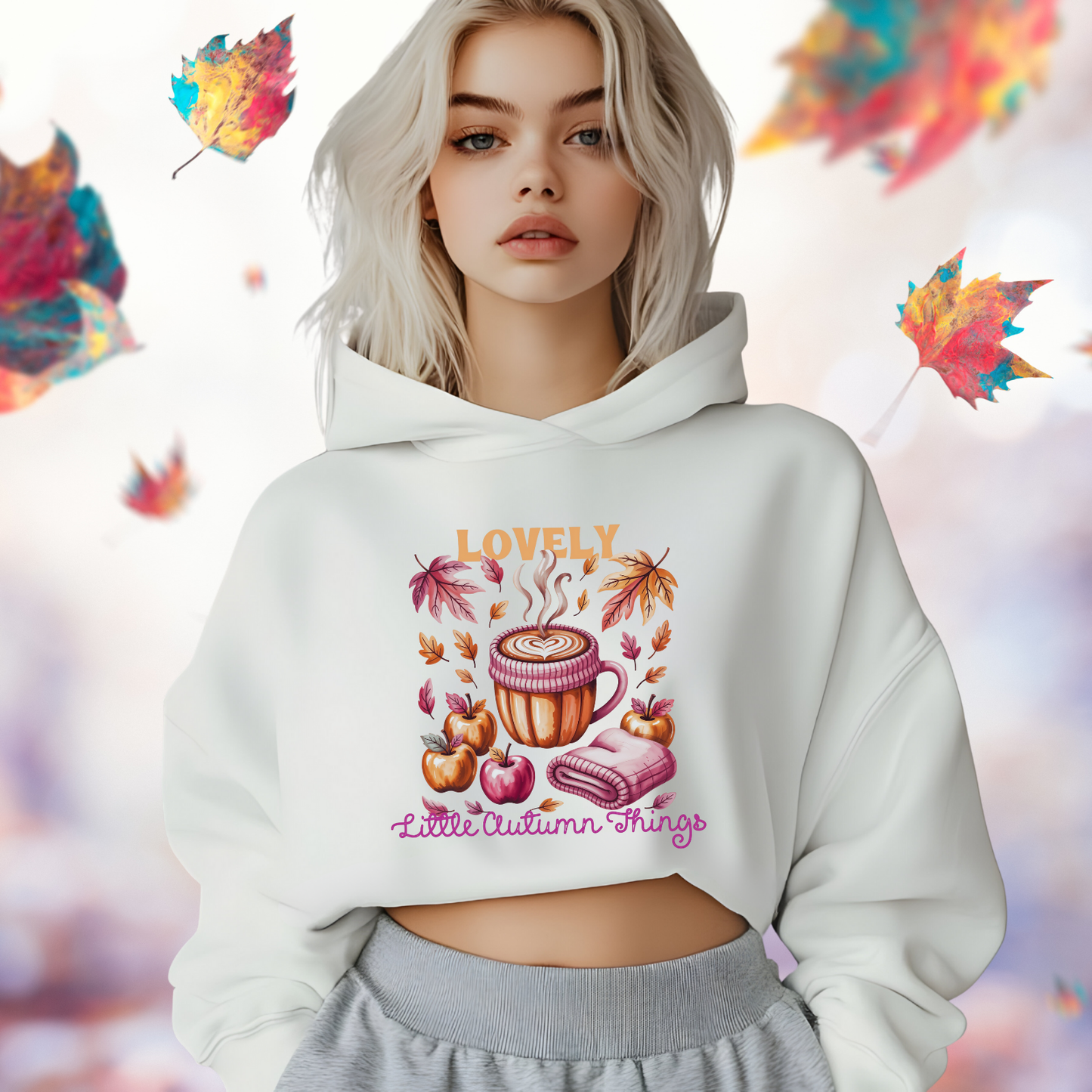 Lovely Little Autumn Things Crop Hoodie