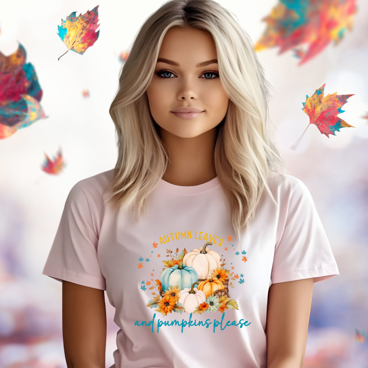 Autumn Leaves & Pumpkins Please T-Shirt