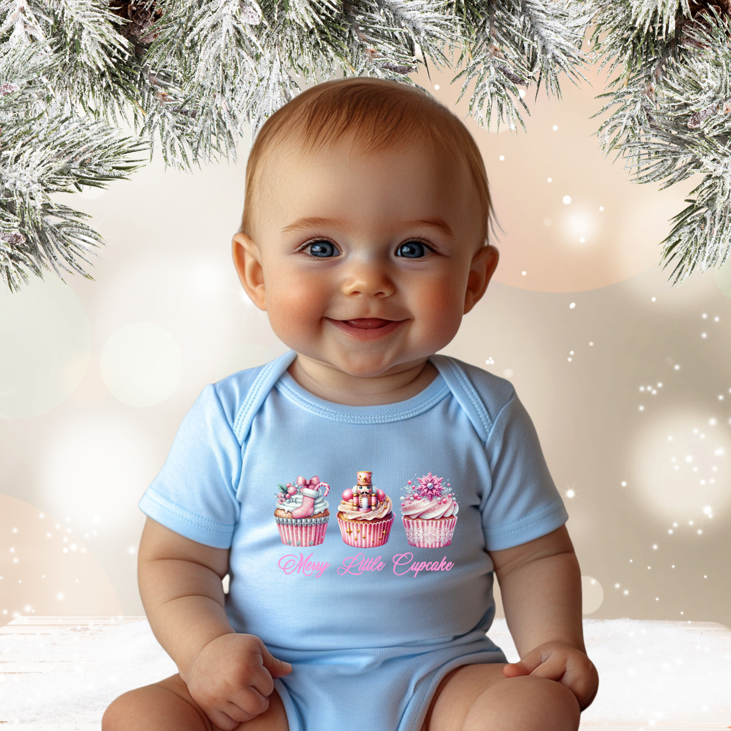 Merry Little Cupcake Infant Short Sleeve Onesie