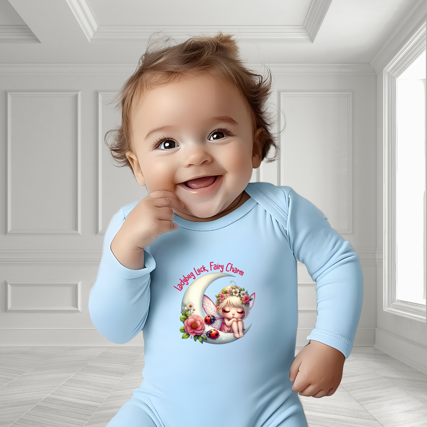 Ladybug Luck, Fairy Charm Infant Long Sleeve Onesie