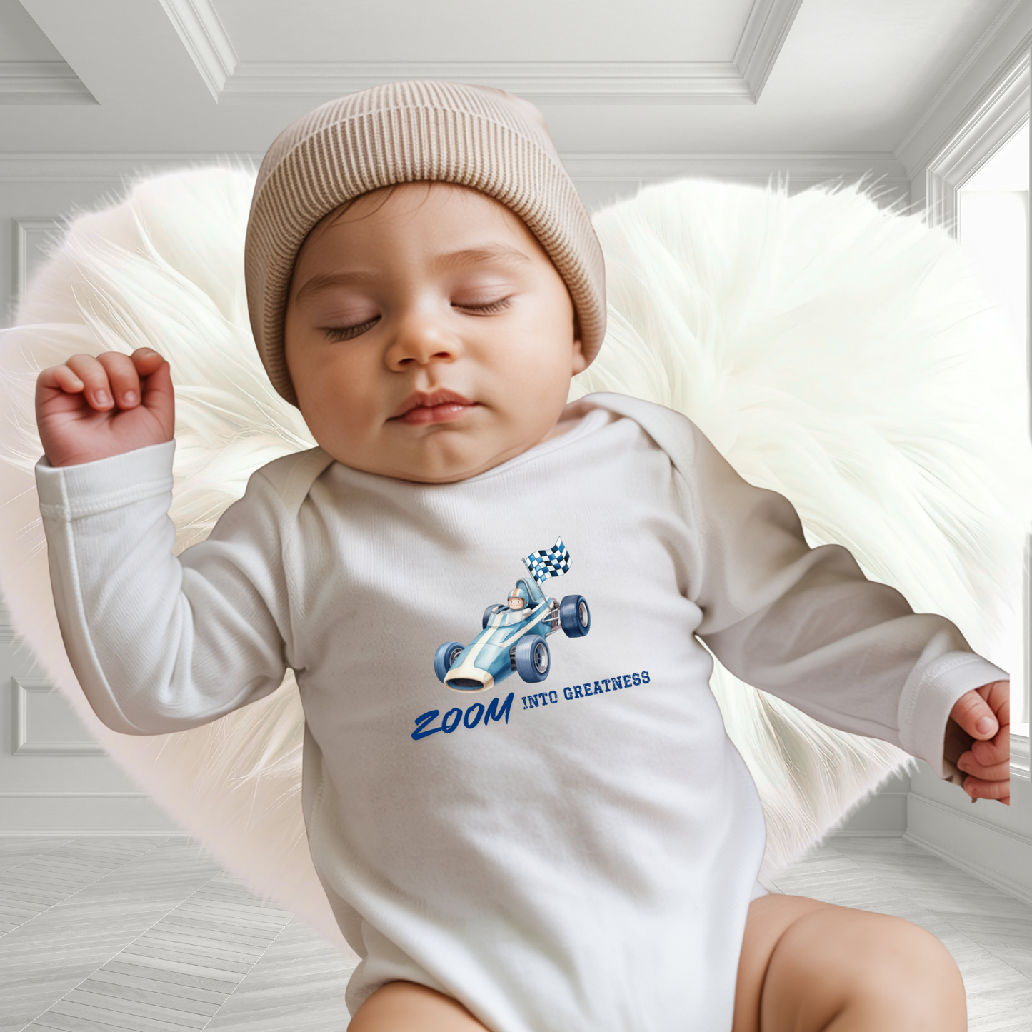 Zoom Into Greatness Infant Long Sleeve Onesie