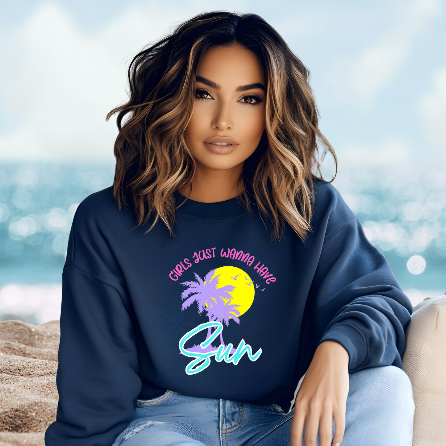 Girls Just Wanna Have Sun Crewneck Sweatshirt