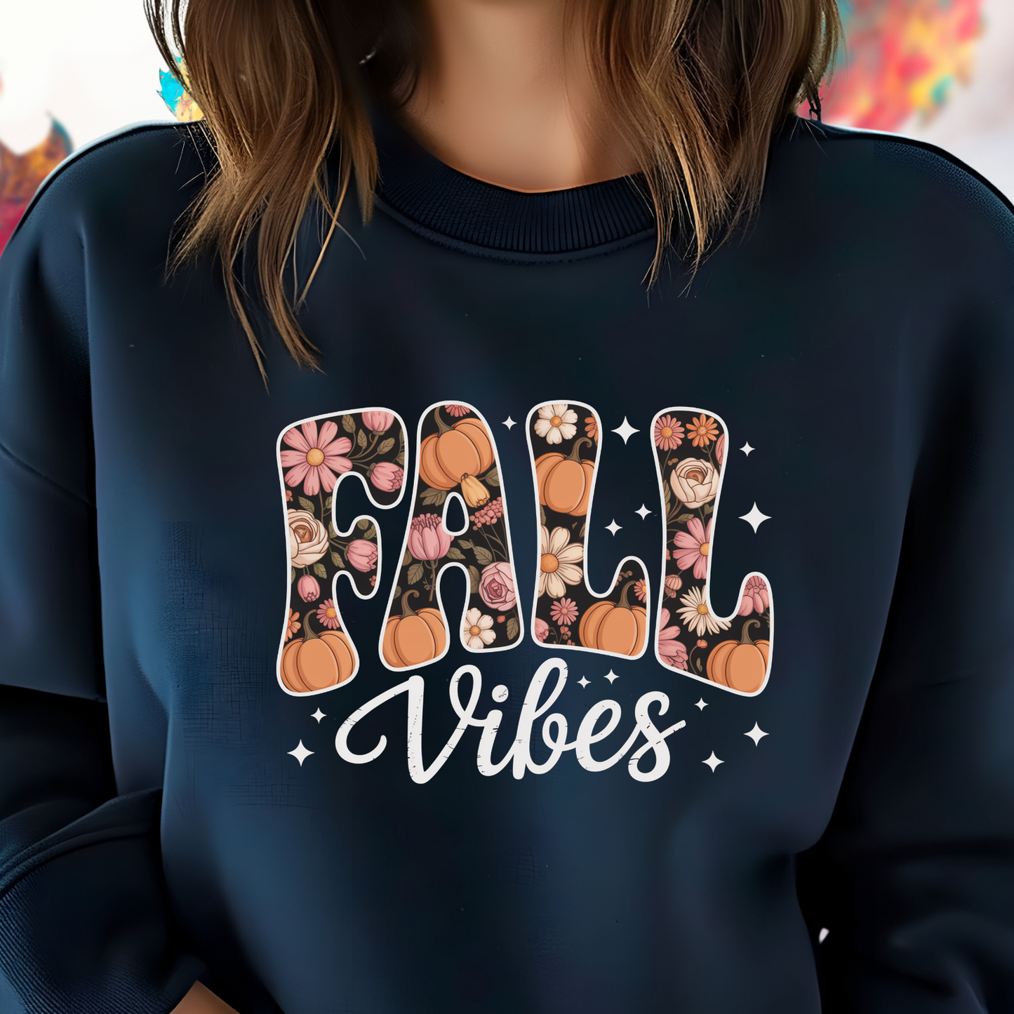 Fall Vibes Floral Crewneck Sweatshirt