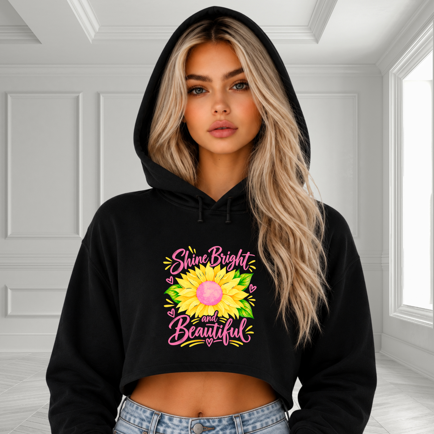 Shine Bright And Beautiful Crop Hoodie