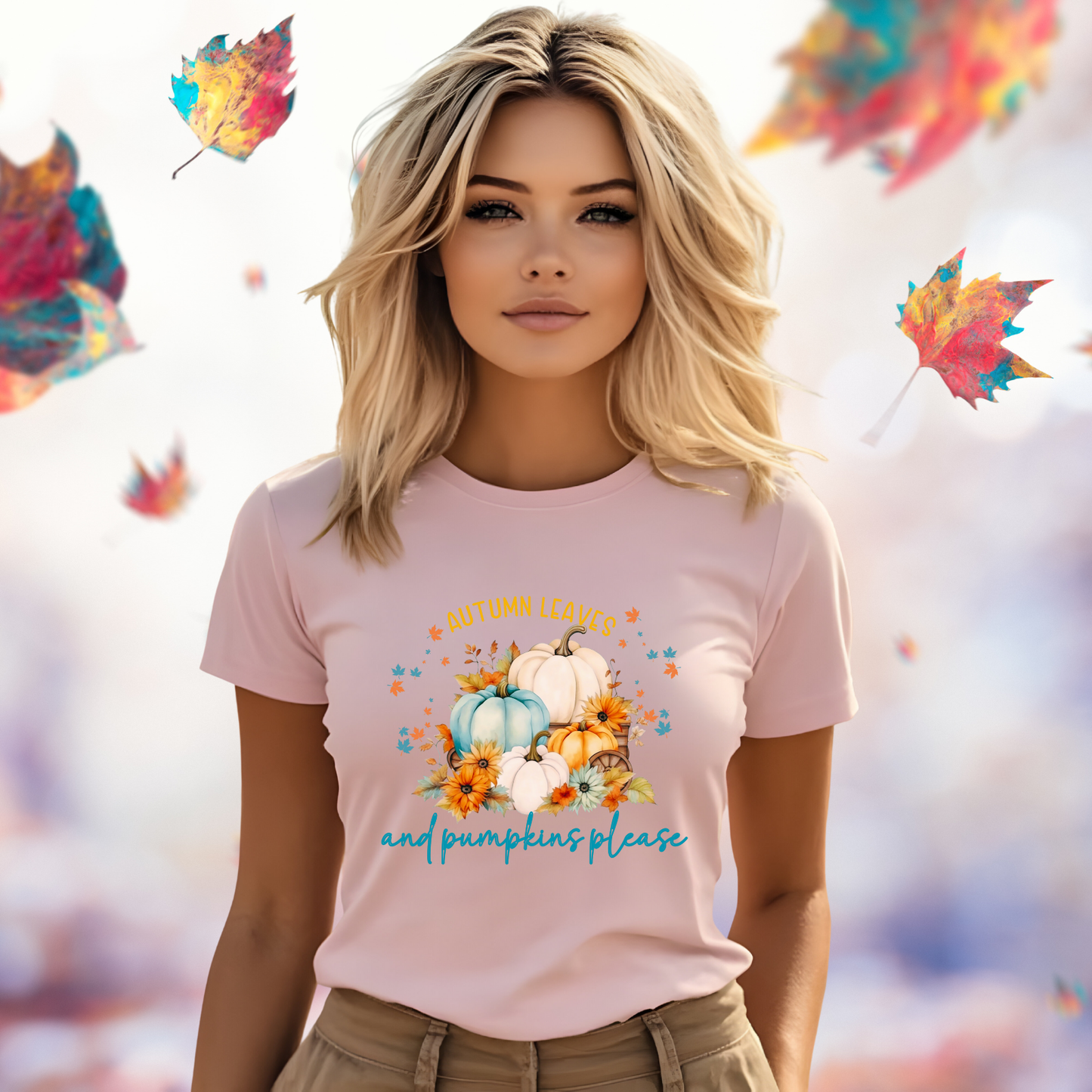 Autumn Leaves & Pumpkins Please T-Shirt