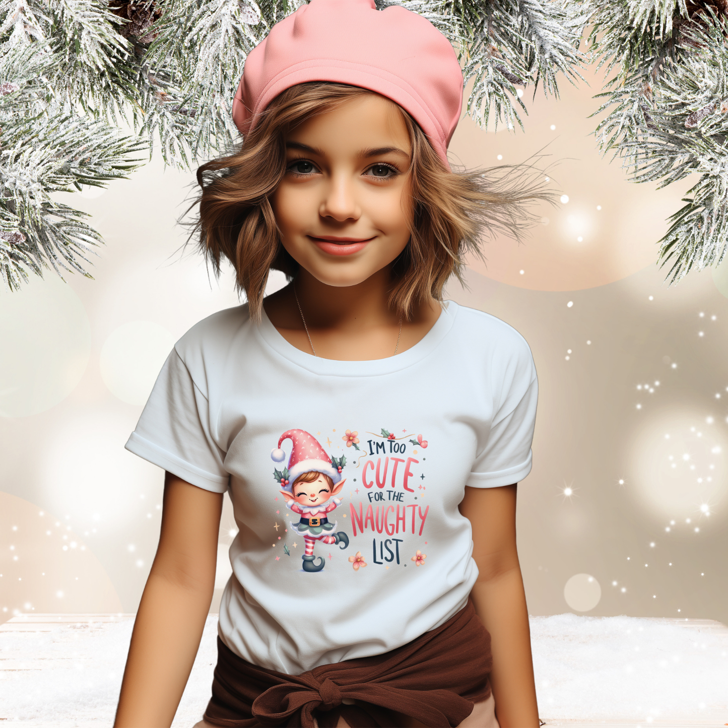 Too Cute For The Naughty List Kid’s T-Shirt