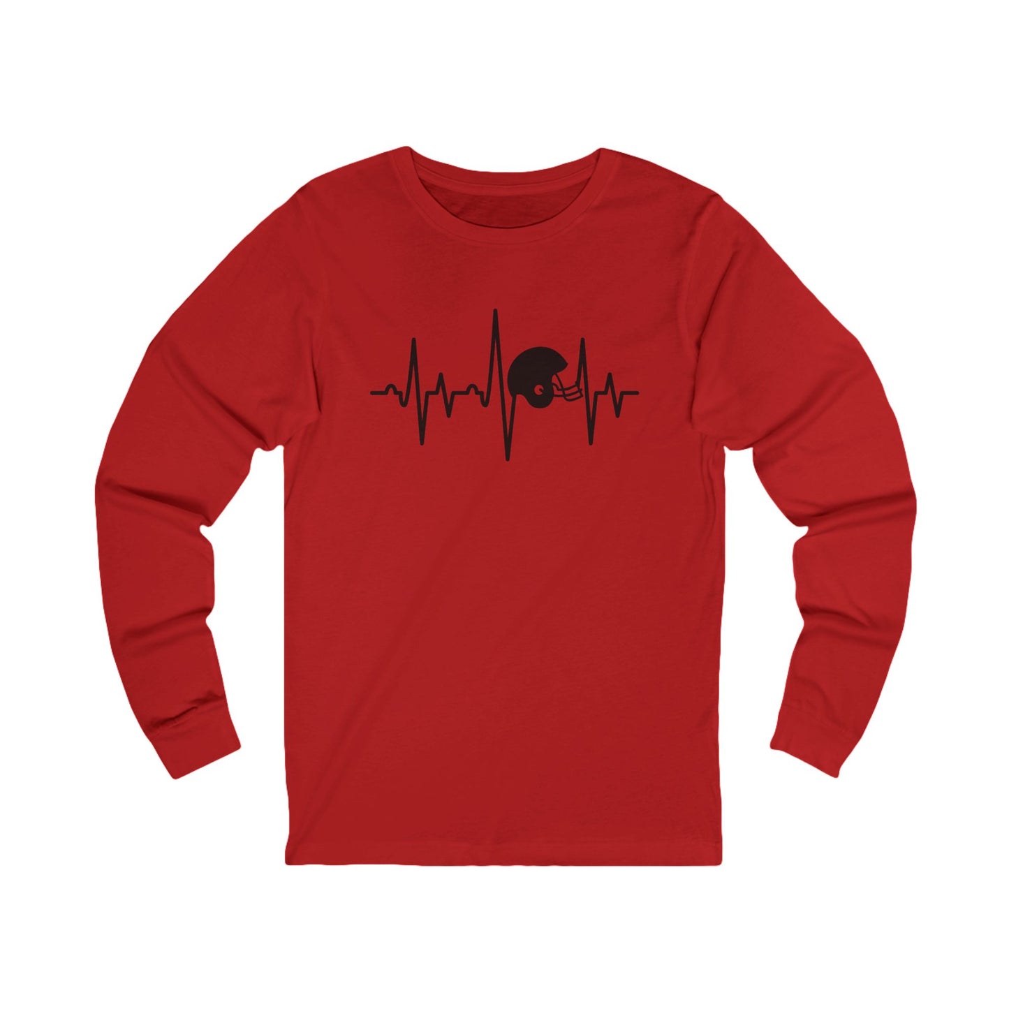 Football Helmet Heartbeat Long Sleeve Tee