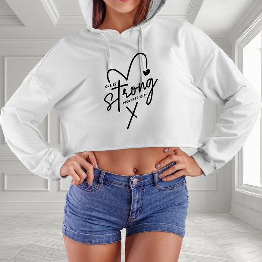 She Is Strong Crop Hoodie