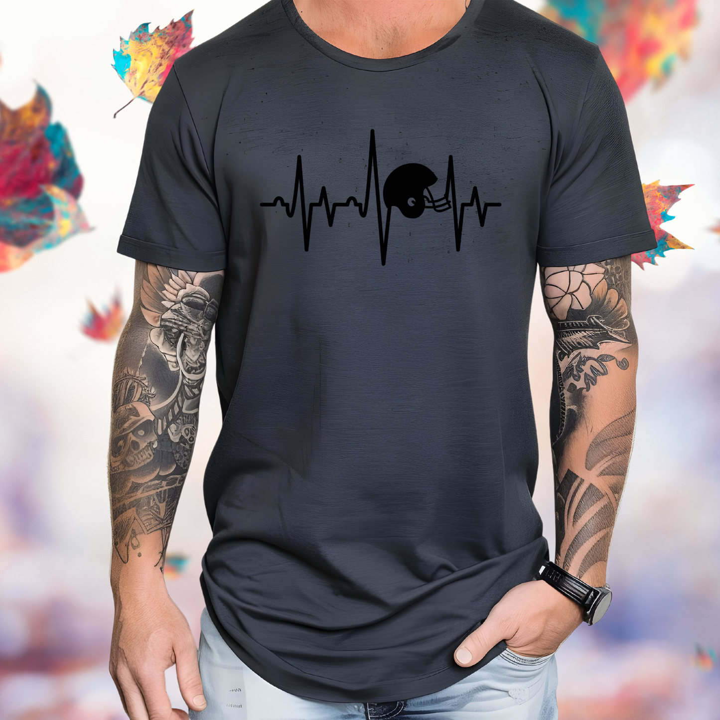 Football Helmet Heartbeat T-Shirt