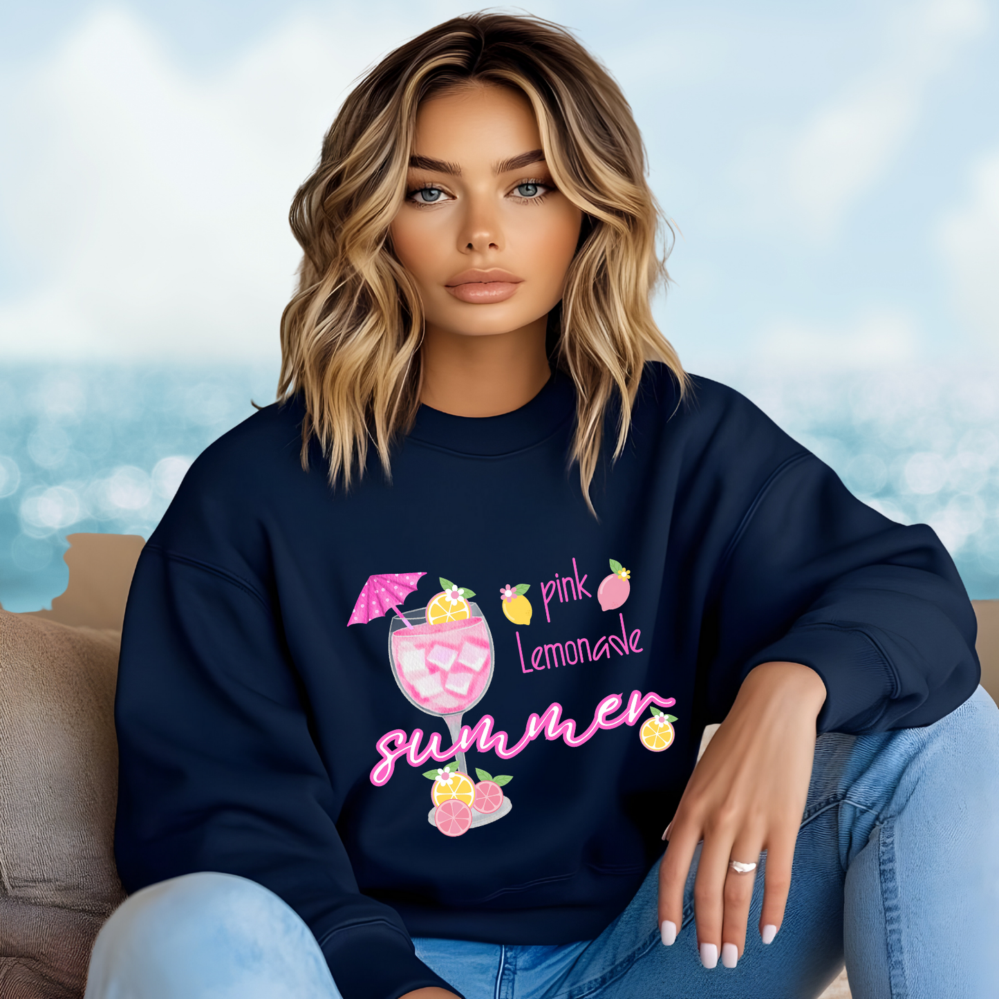 Pink Lemonade Summer Crewneck Sweatshirt