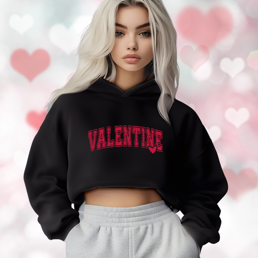 Varsity Valentine Crop Hoodie
