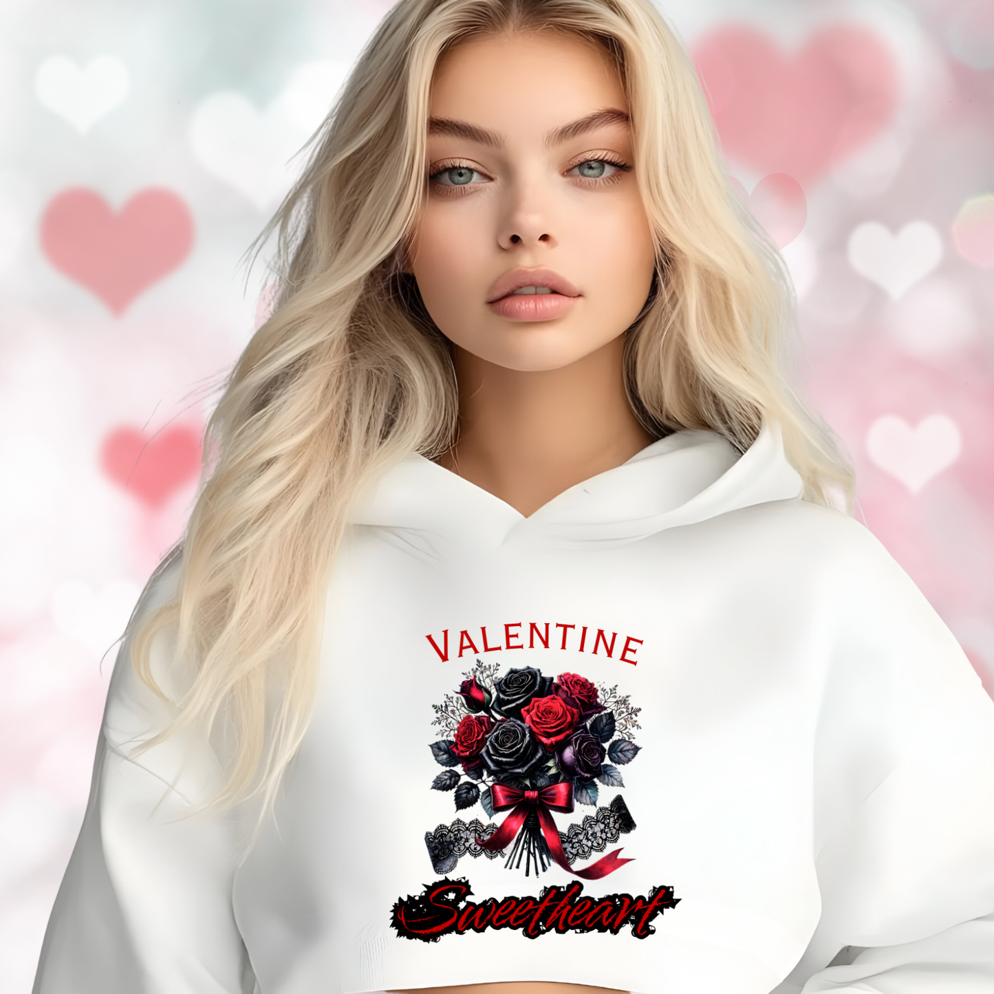 Valentine Sweetheart Crop Hoodie