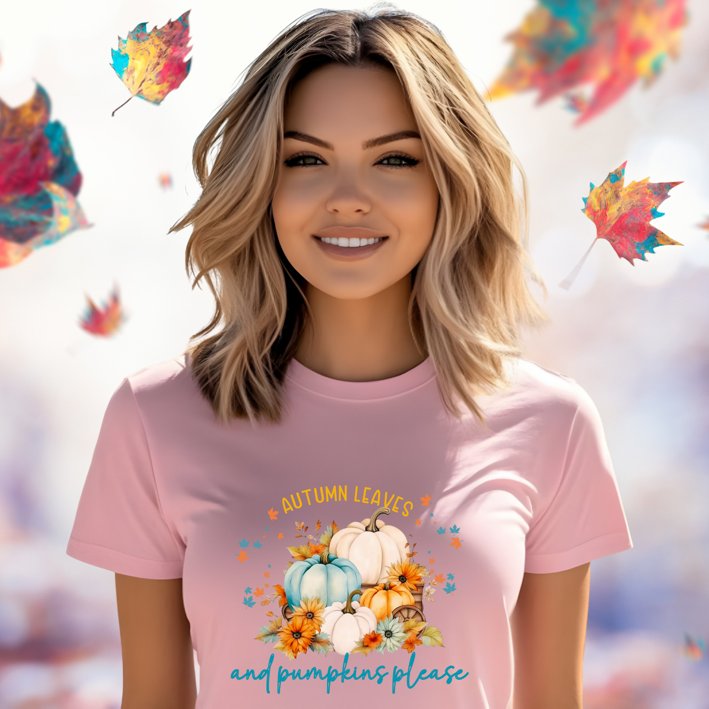 Autumn Leaves & Pumpkins Please T-Shirt