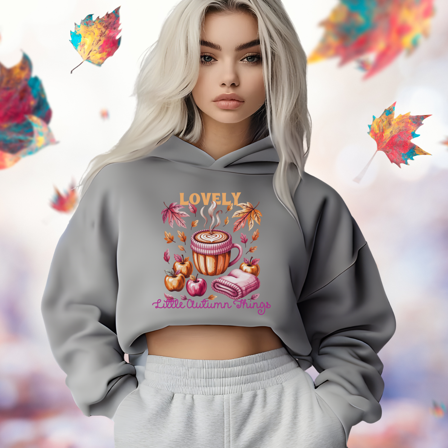 Lovely Little Autumn Things Crop Hoodie