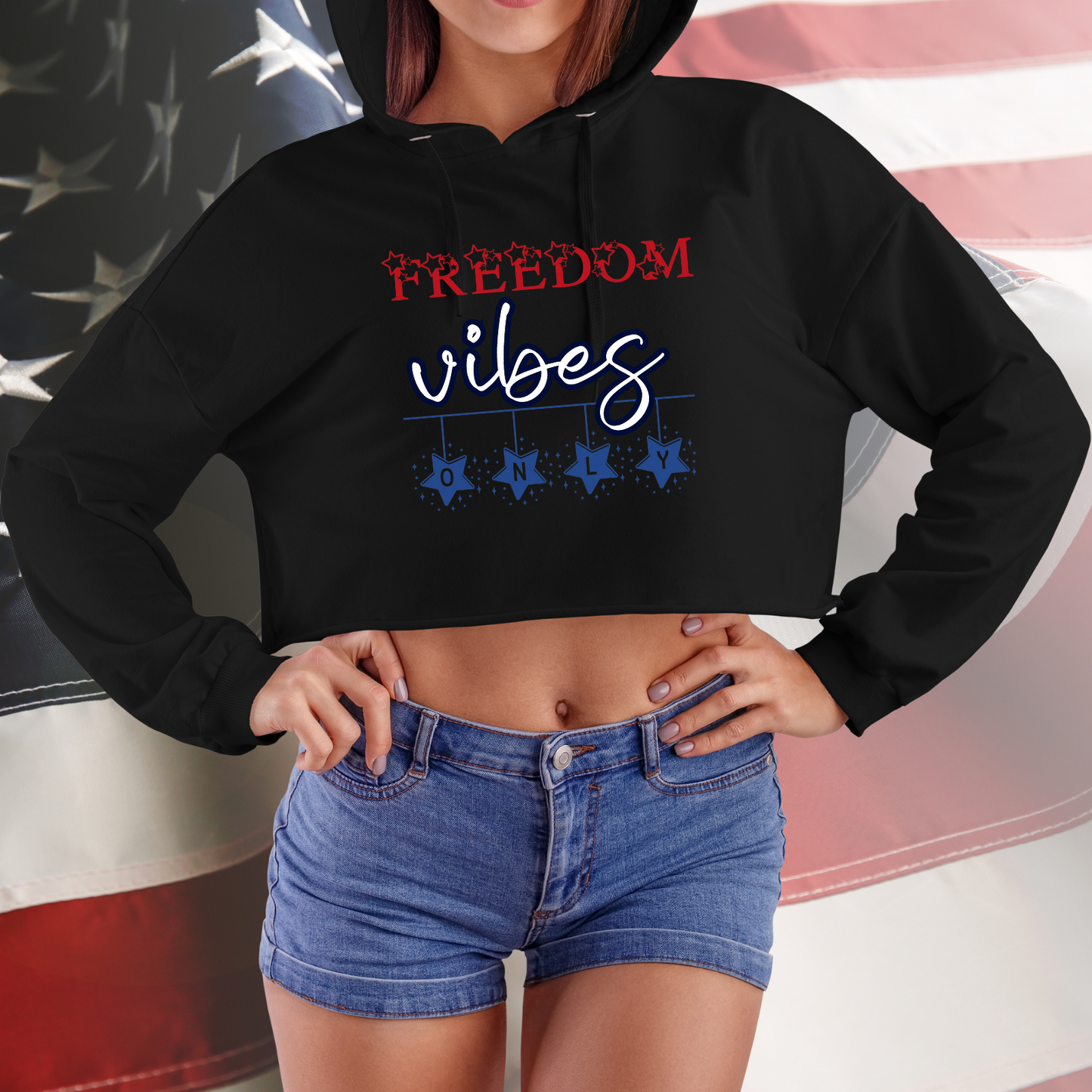Freedom Vibes Only Crop Hoodie