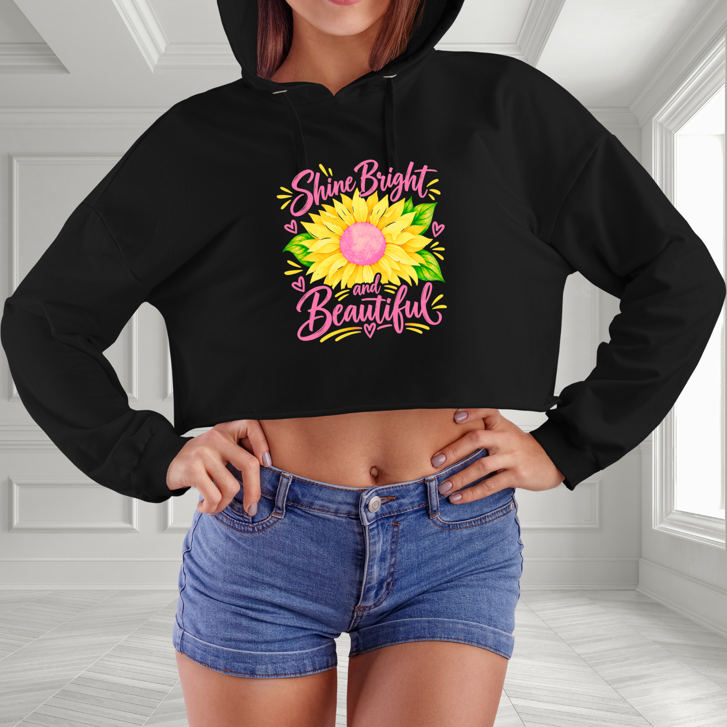 Shine Bright And Beautiful Crop Hoodie