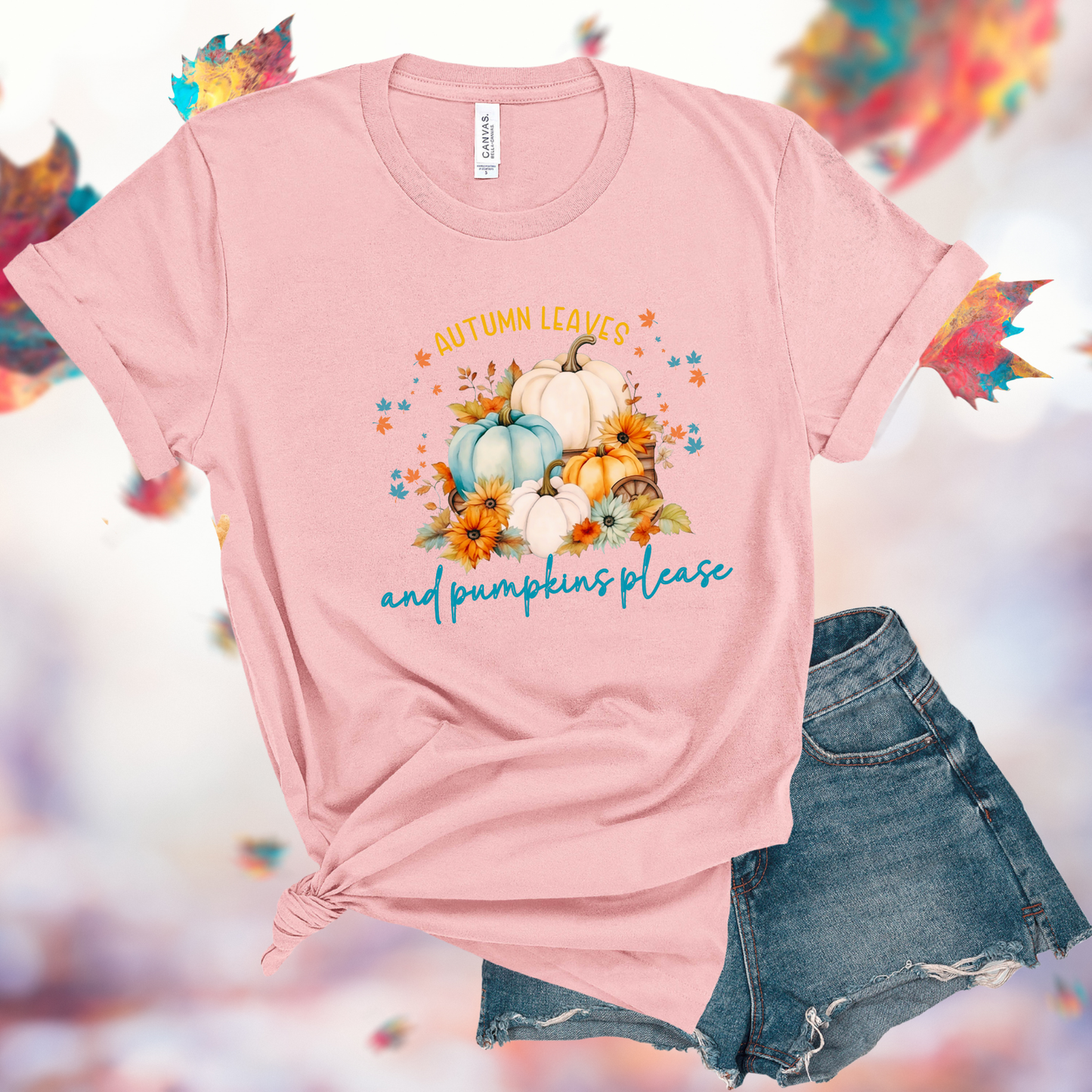 Autumn Leaves & Pumpkins Please T-Shirt