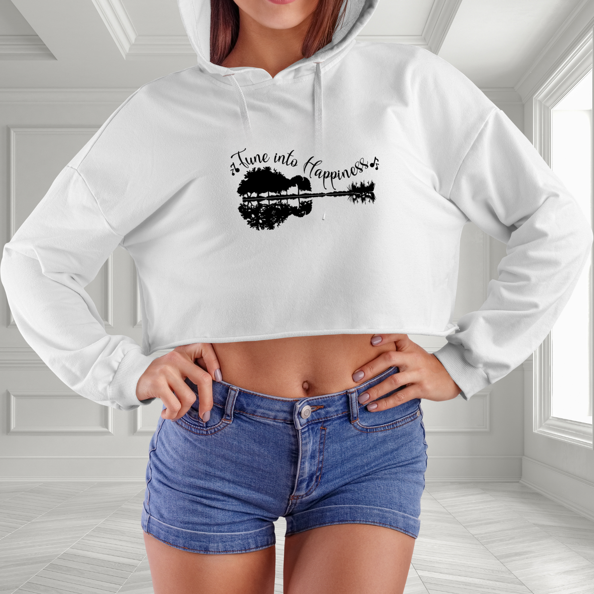 Tune Into Happiness Crop Hoodie