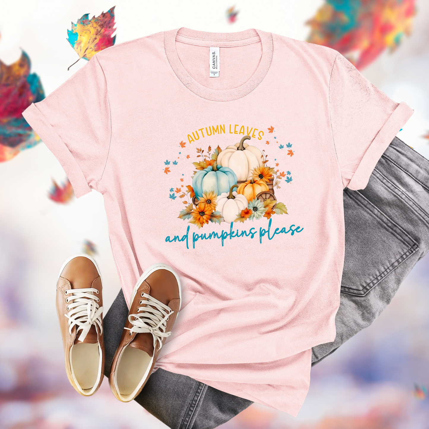Autumn Leaves & Pumpkins Please T-Shirt