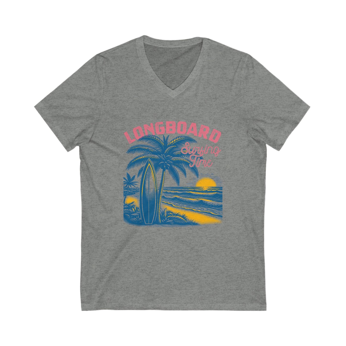 Longboard Surfing V-Neck Tee