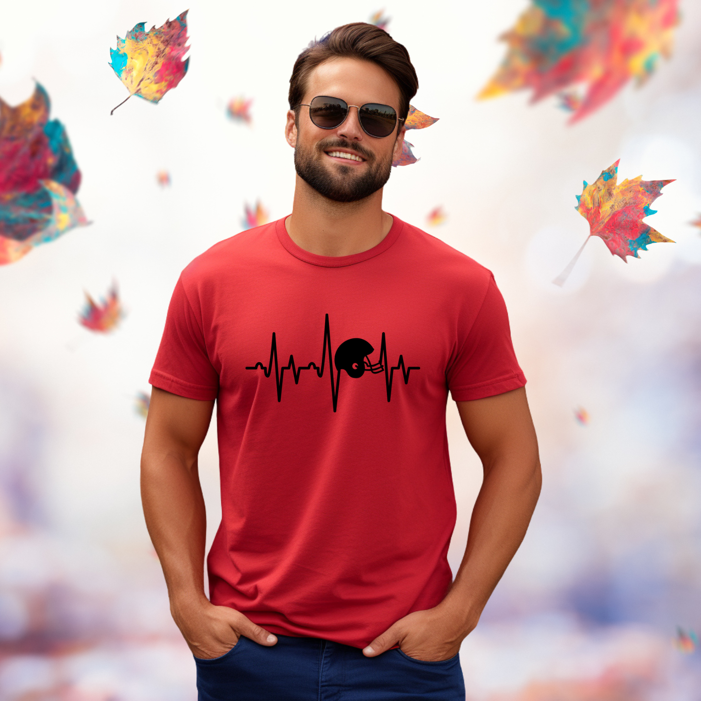 Football Helmet Heartbeat T-Shirt