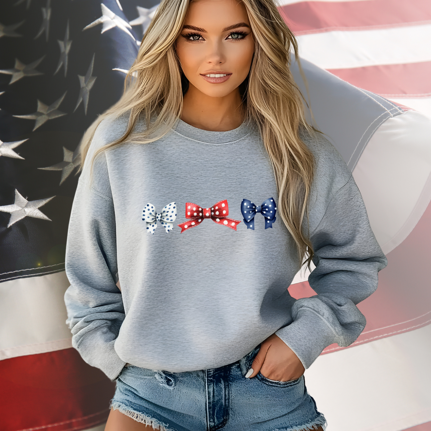 Patriotic Bows Crewneck Sweatshirt