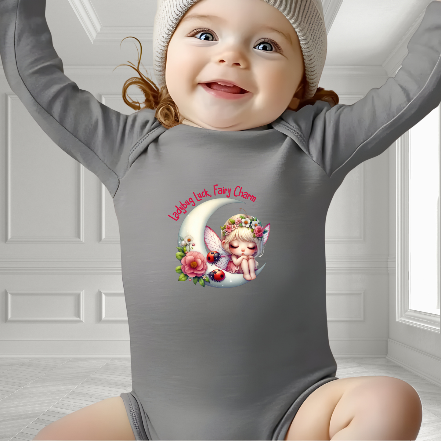 Ladybug Luck, Fairy Charm Infant Long Sleeve Onesie