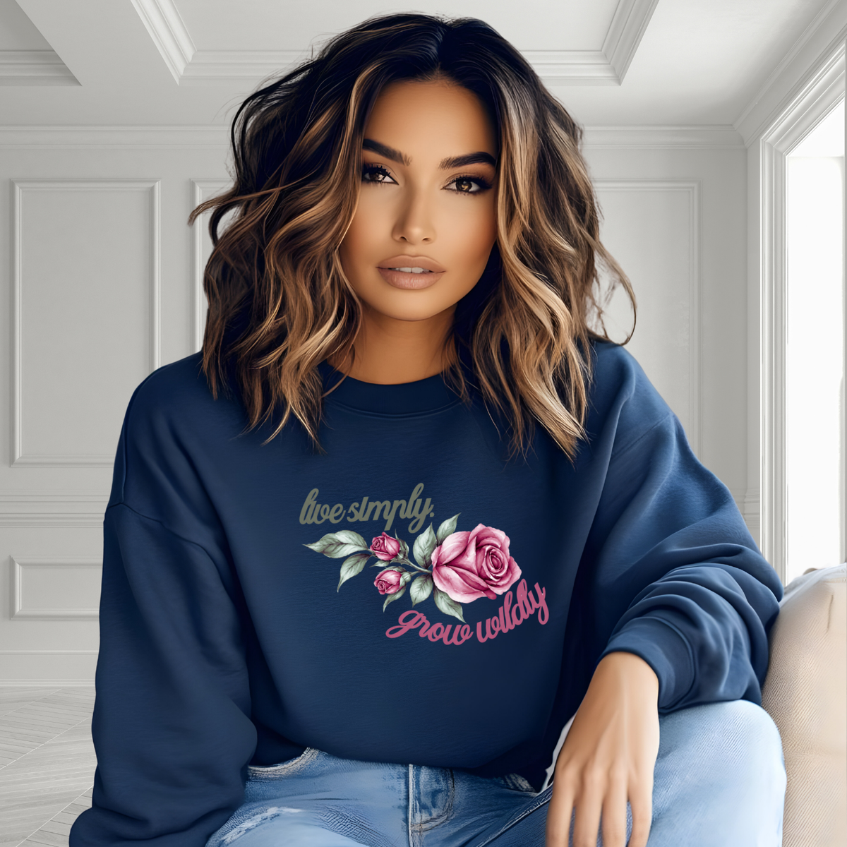Live Simply, Grow Wildly Crewneck Sweatshirt